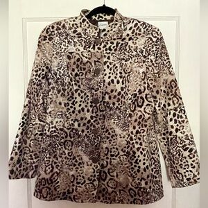 Chico’s Mandarin Collar Leopard Print Jacket. Ladies. Size 1.
